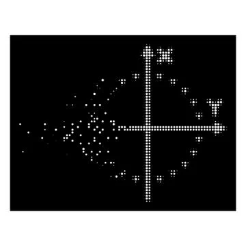 White Destructed Pixel Halftone Dotted Circle Plot Icon Illustrazione stock