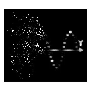White Destructed Pixelated Halftone Dotted Sinusoid Plot Icon Ilustración de archivo