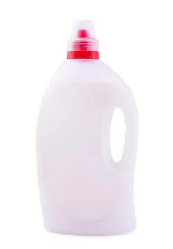 White detergent bottle for packaging isolated on white background Stock Photos