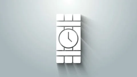 White Detonate dynamite bomb stick and timer clock icon isolated on grey Stock Footage 145993592