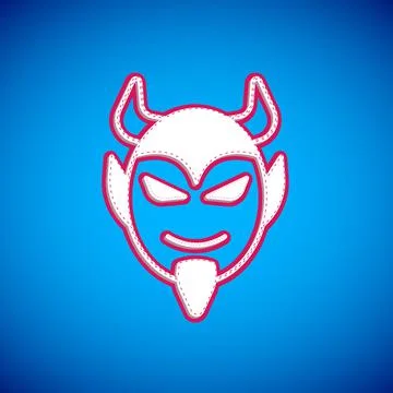 White Devil head icon isolated on blue background. Happy Halloween party. Vector 스톡 일러스트