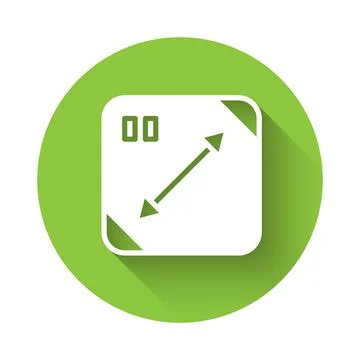 White Diagonal measuring icon isolated with long shadow. Green circle button Stock Illustration