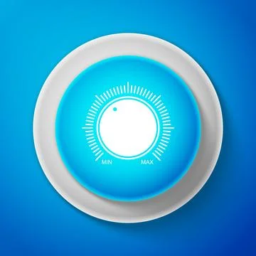 White Dial knob level technology settings icon isolated on blue background Stock Illustration