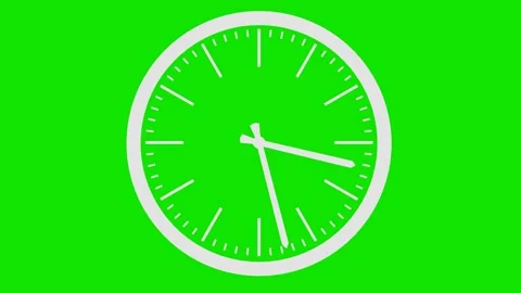 White dial with rotating hands on green background. 3d render looped animation Stock Footage 311764575