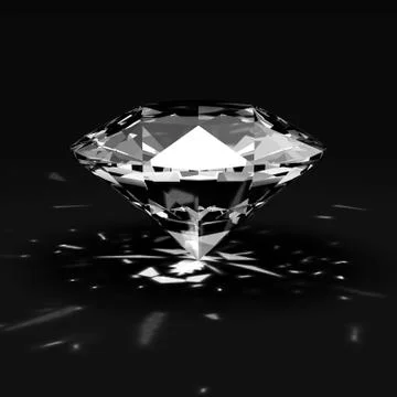 White Diamond with Glowing Rays on black background Stock Illustration