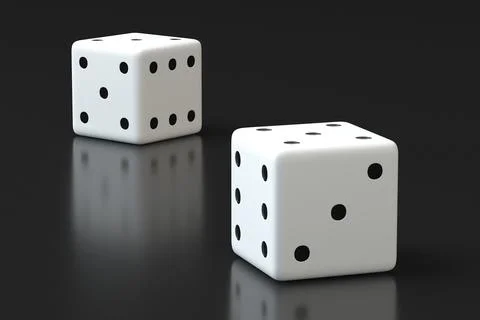White dice 3d render Stock Illustration