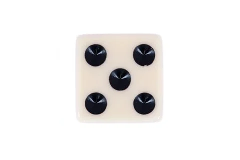 White dice with five black dots isolated on white Stock Photos
