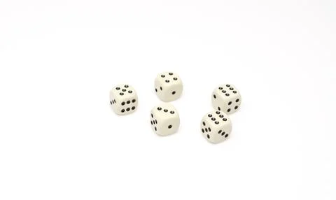 White dice isolated on white background. game abstract. Stock Photos