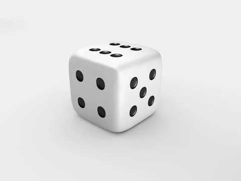 White dice isolated on white background. 3d render 库存照片