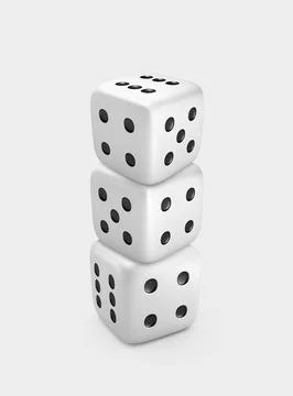White dice isolated on white background. 3d render 库存照片