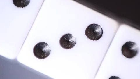 White dice in motion extreme close up Vídeo Stock 98480478