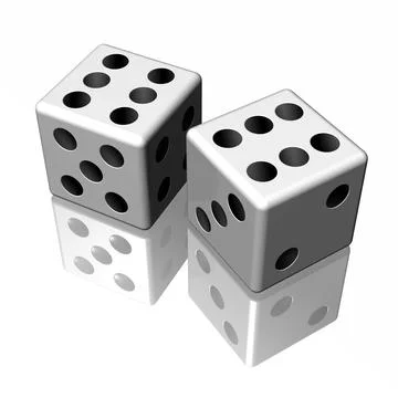 White dice with reflection  game and probability Illustration