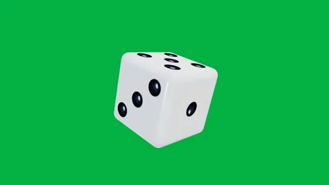White dice rolling and spinning on green screen. 4K Video stock 343265666