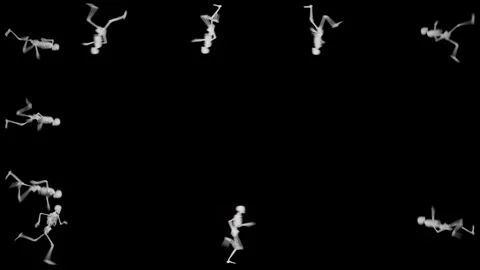 The white dice run behind each other in a row around the screen frame. Hallo Stock Footage 248558247