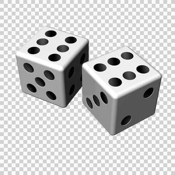White dice on a transparent background  gambling and probability Illustrazione stock