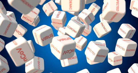 White Dices animation, falling slow motion, Virus Covid Risk Stock Footage 152190121