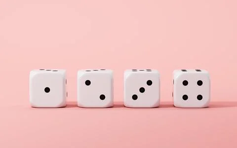 White dices with black dots set. Pipped dices with rounded corners.Die for .. Stock Photos