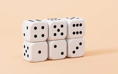 White dices with black dots set. Pipped dices with rounded corners.Die for .. Stock Photos