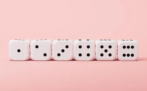 White dices with black dots set. Pipped dices with rounded corners.Die for .. Stock Photos