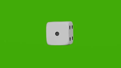 A white die rotates towards the screen on a green screen. 3D animation. Stock Footage 279080563