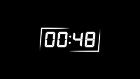 White digital clock countdown animation from 1 minute to 0 with glowing numbers. Stock Footage 330680558