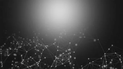 White digital computer data and network connection triangle lines and spheres Illustrazione stock