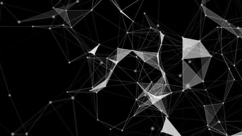 White digital computer data and network connection triangle lines and spheres イラスト素材