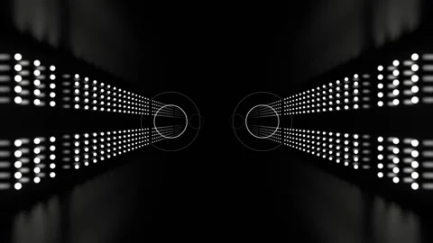 White Digital Corridor With Bright Neon Circles Background VJ Loop in 4K Stock Footage 314365213
