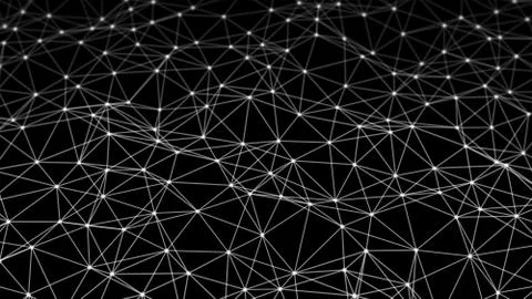 White digital data and network connection triangle lines and spheres in futur イラスト素材