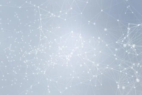 White digital data and network connection triangle lines and spheres in futur Stock Illustration