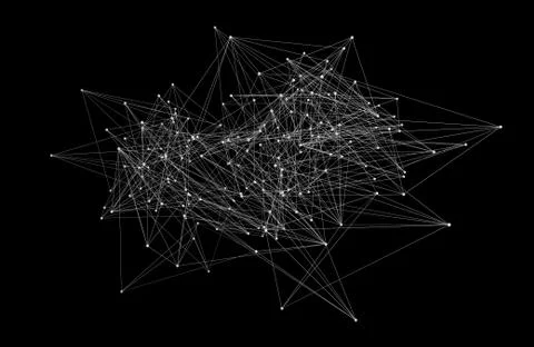White digital data and network connection triangle lines in technology concep Stock Photos