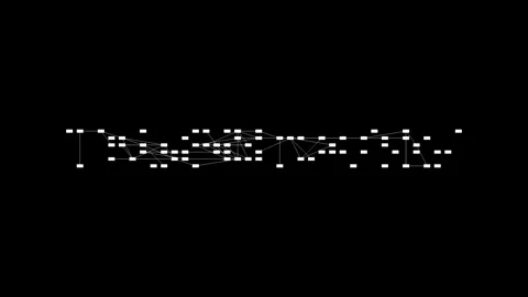 White digital data HUD network connecting nodes on black background Видео 333097303