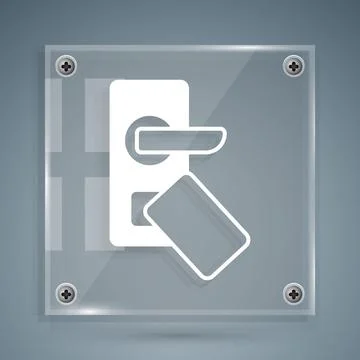 White Digital door lock with wireless technology for unlock icon isolated on Stock Illustration