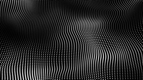 White digital dots form wave and black abstract background. Futuristic, Mod.. Stock Footage 247260910