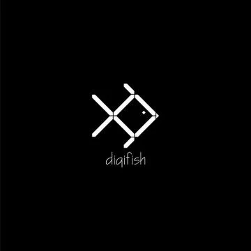 White digital fish logo vector design Stock Illustration