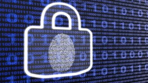 White digital lock with fingerprint. Stock Illustration