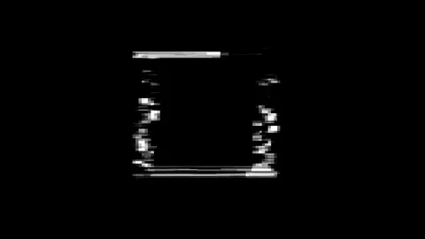 White digital noise, square glitch effect, randomly moving frame on TV screen Stock Footage 133551184