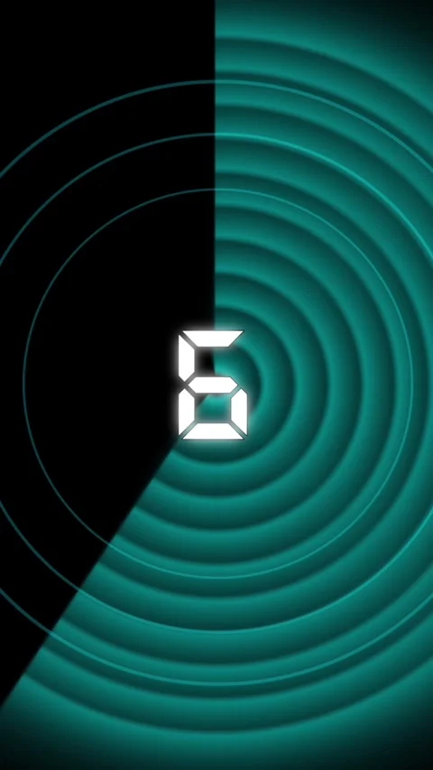 White Digital Number 8 on a Teal Circular Ripple Background with Black Corn.. Stock Footage 337461369