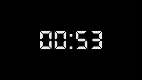 White digital timer counting down from 60 to 0 on black background. 1 minute Stock Footage 315005828