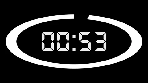 White digital timer counting down from 60 to 0 on black background. 1 minute Stock-Footage 315447583