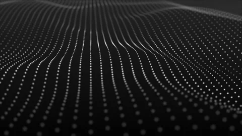 White digital waves made of dots on black background, black and white background Stock Footage 245667217