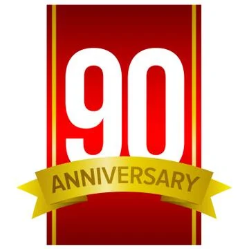 White digits 90 on red background. Ninety years sign 스톡 일러스트