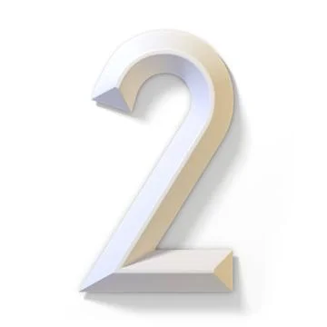 White dimensional font number 2 TWO 3D White dimensional font number 2 TWO... Stock Photos
