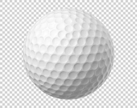 White dimpled golf ball with a texture surface isolated on a transparent ba.. Photos