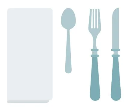 White dining napkin with cutlery vector icon flat isolated Stock Illustration