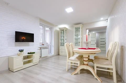 White dining room interior Stock-Fotos