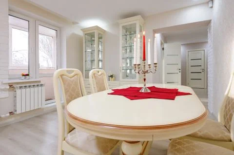 White dining room interior Stock Photos