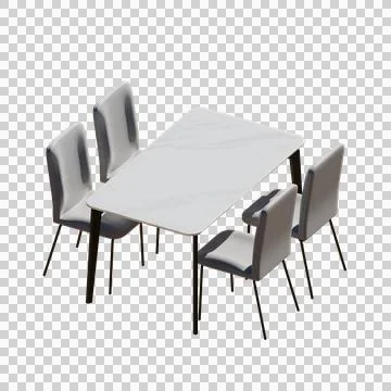 White Dining Table Set 3D Render Illustration Stock Illustration