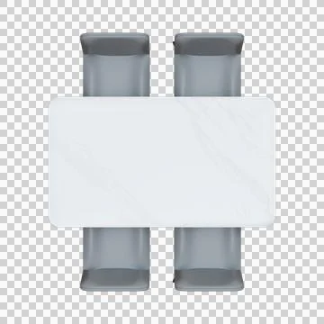 White Dining Table Set Top View 3D Render Illustration Stock Illustration