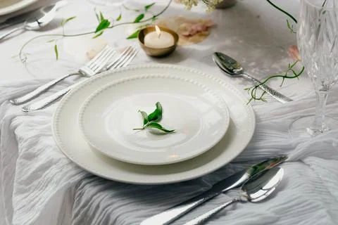 White dinner setting Stock Photos